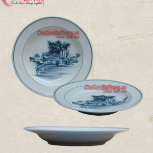 Đĩa sứ sâu lòng số 4 vẽ tranh phong cảnh