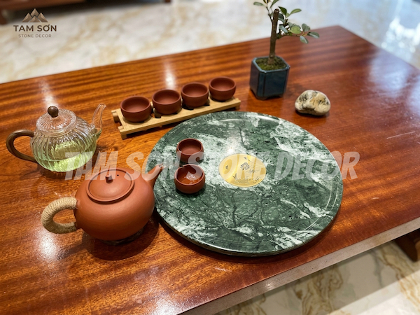 Khay trà tròn bằng đá