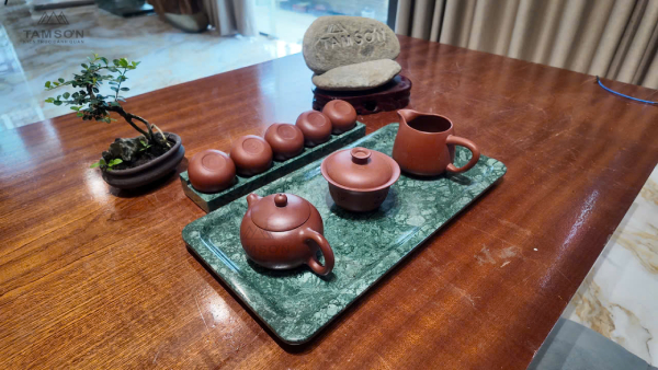 Khay trà bằng đá tự nhiên vân xanh
