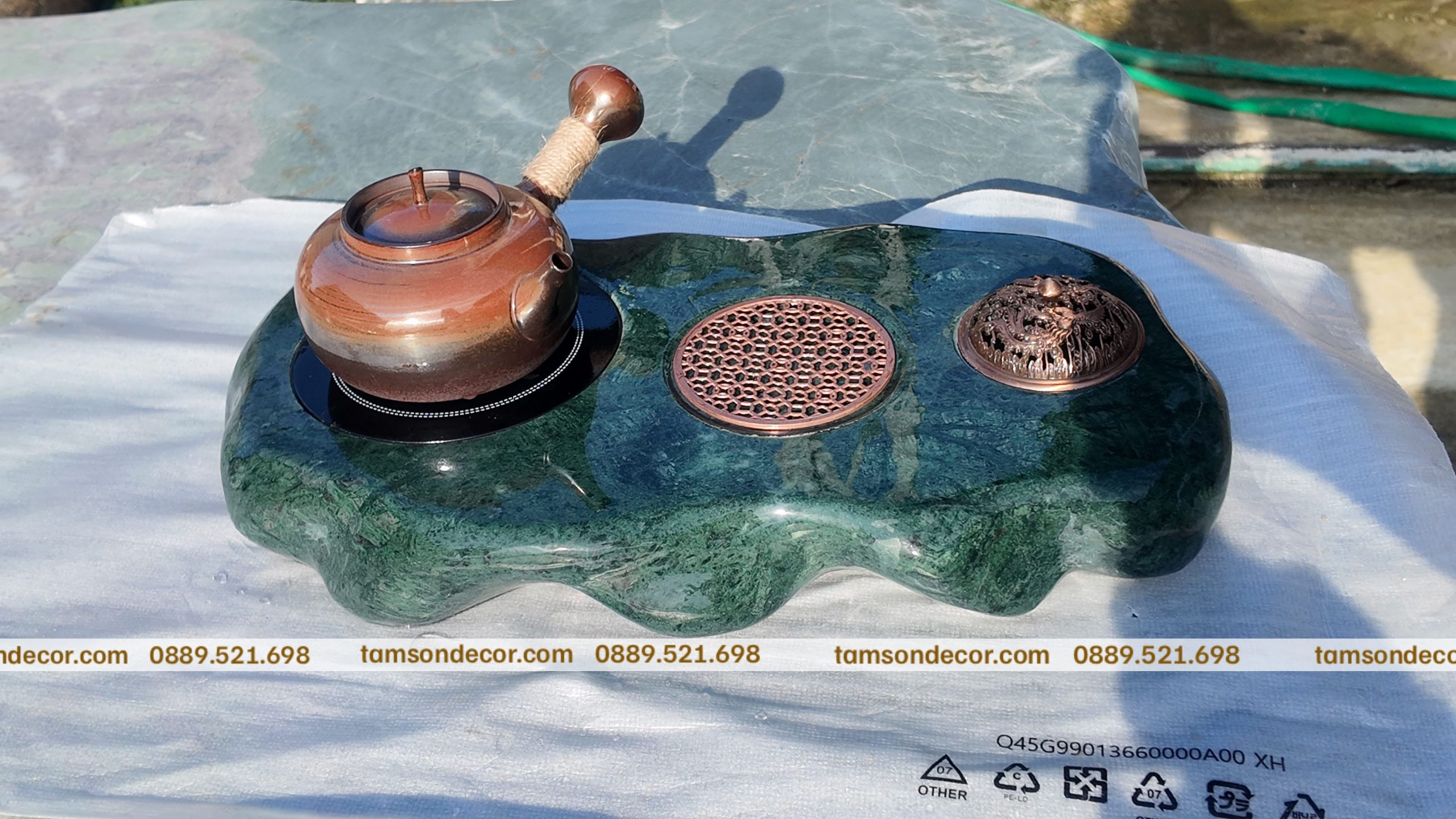 Bếp Đun Nước Pha Trà Bằng Đá Tự Nhiên Xanh Ấn - Ảnh 2