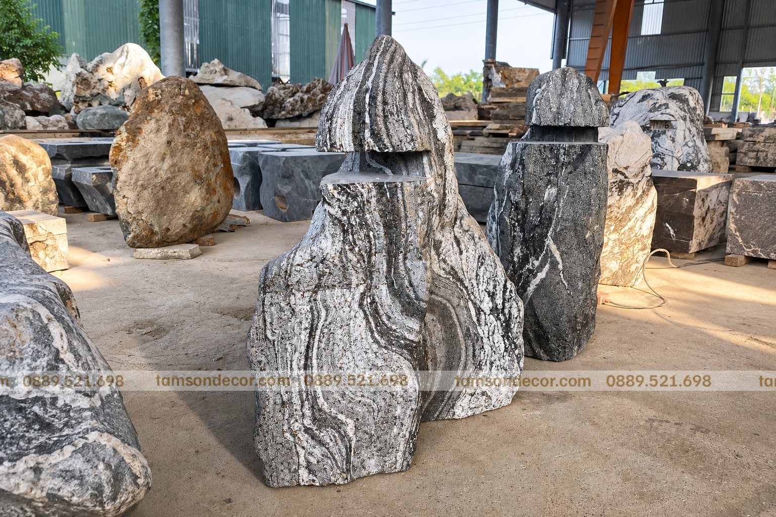 Chân Bàn Trà Bằng Đá Tự Nhiên Vân Mây Tại Tam Sơn - Ảnh 5